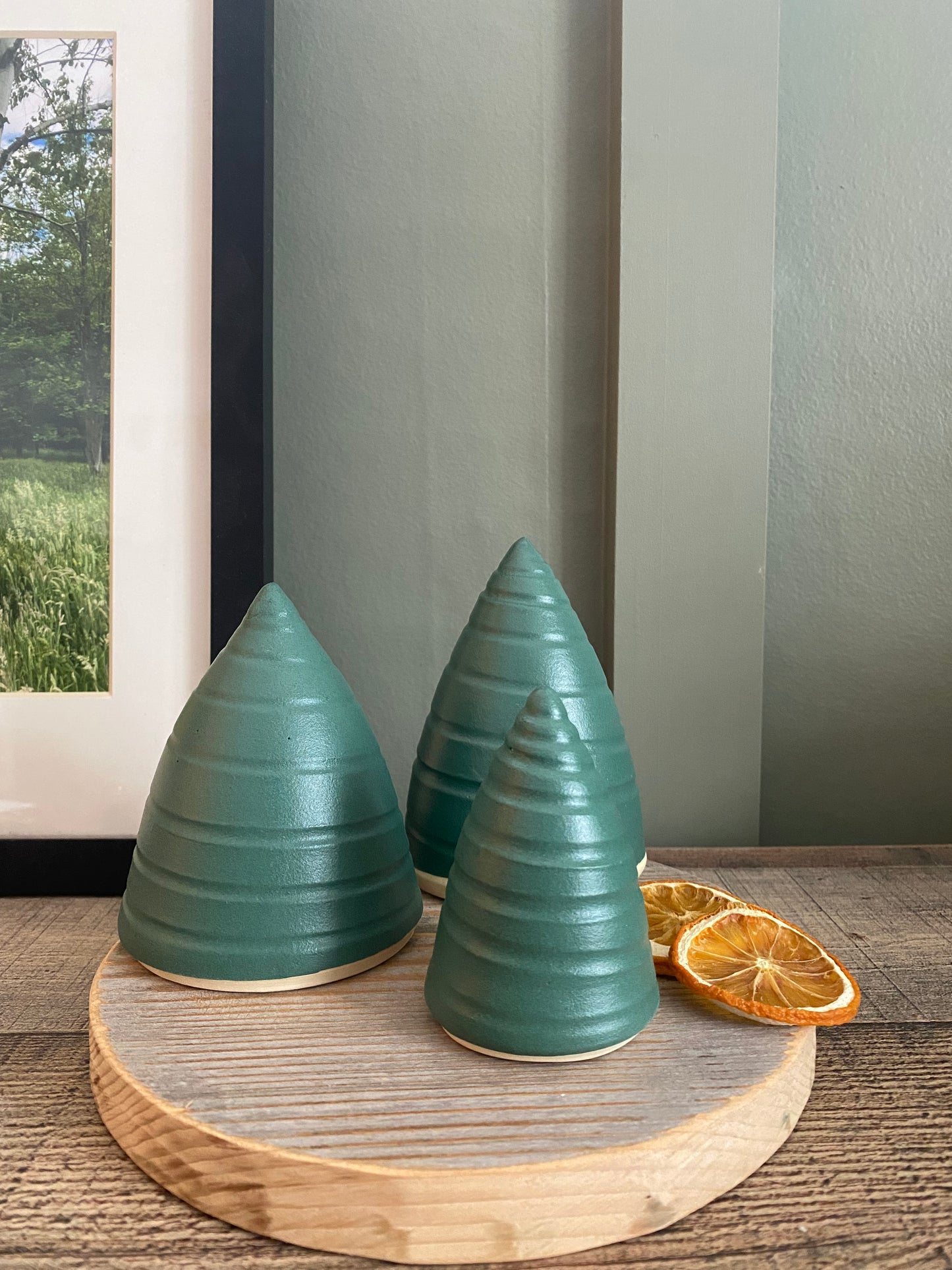 mini spiral tree set in pine matte green