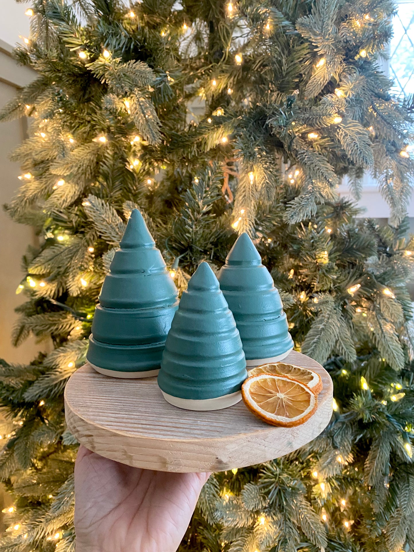 mini tree set in pine matte green