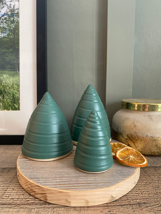 mini spiral tree set in pine matte green