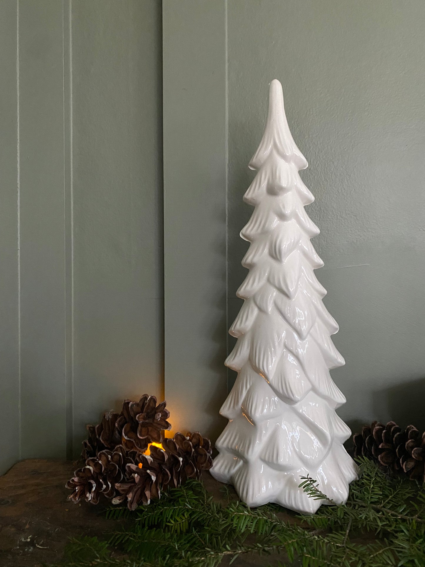 14 inch WHITE WISPY PINE TREE