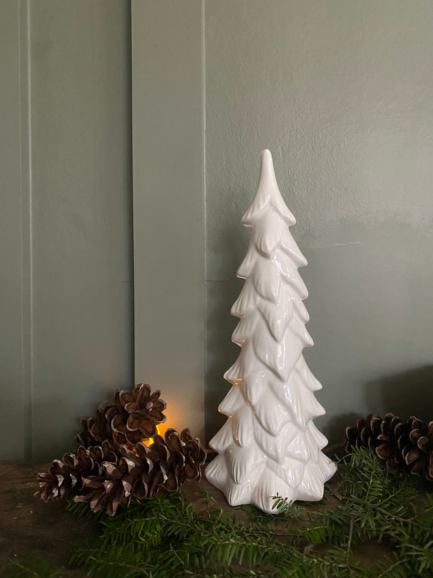 10 inch WHITE WISPY PINE TREE